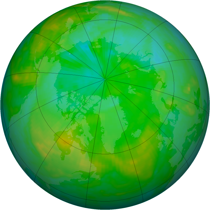 Arctic ozone map for 19 July 1992